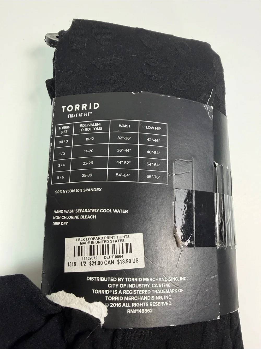 Torrid Leopard Print Tights Size 1/2 Plus Size Black Sheer Patterned Pantyhose H